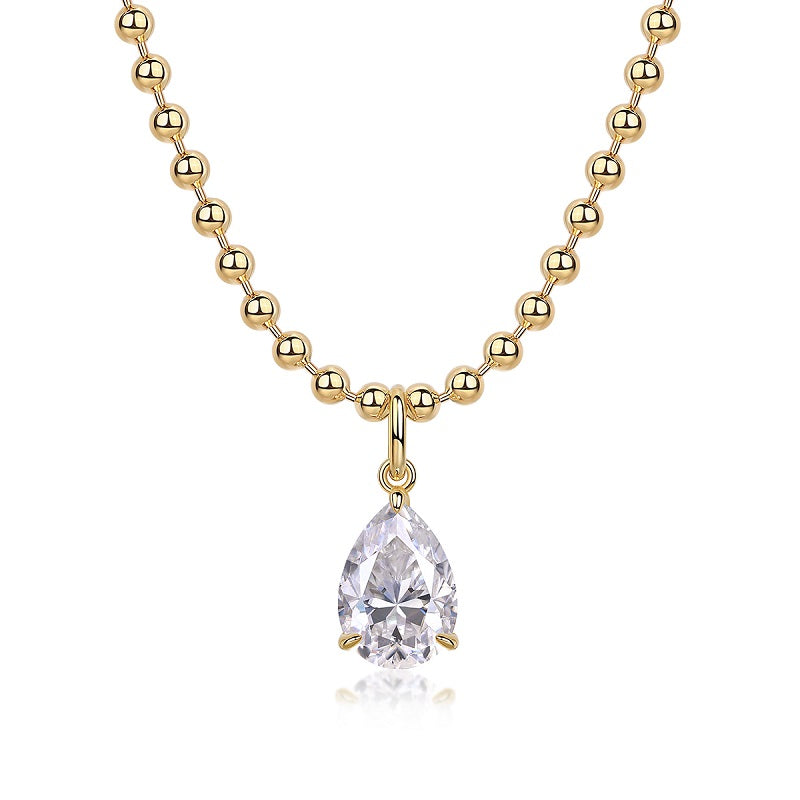 Lucid Realm Moissanite Pear Necklace Gold