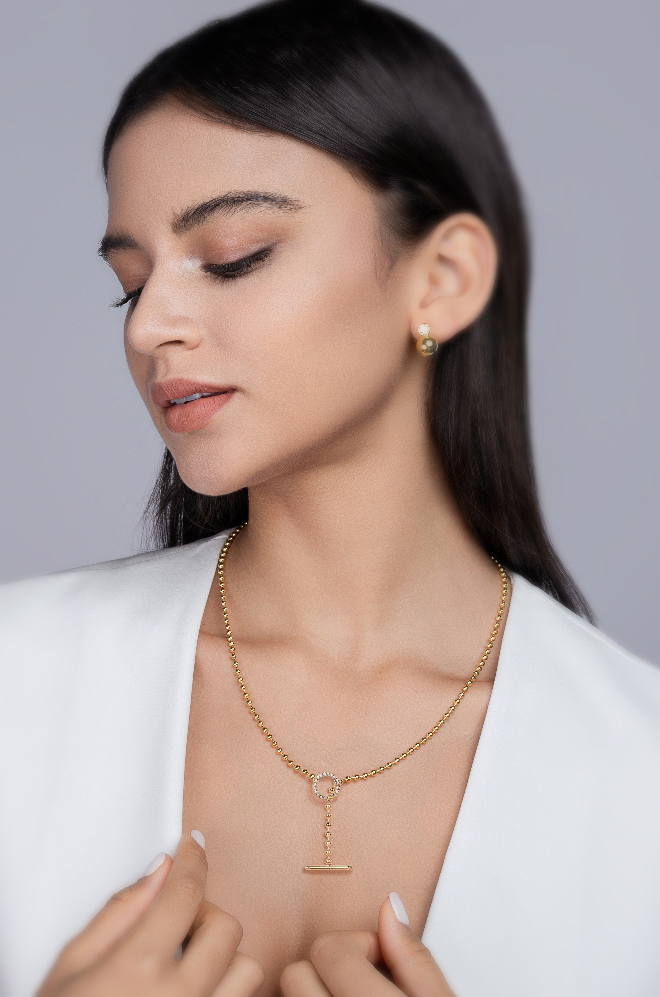 Golden Orbit Moissanite Necklace Gold-Plated