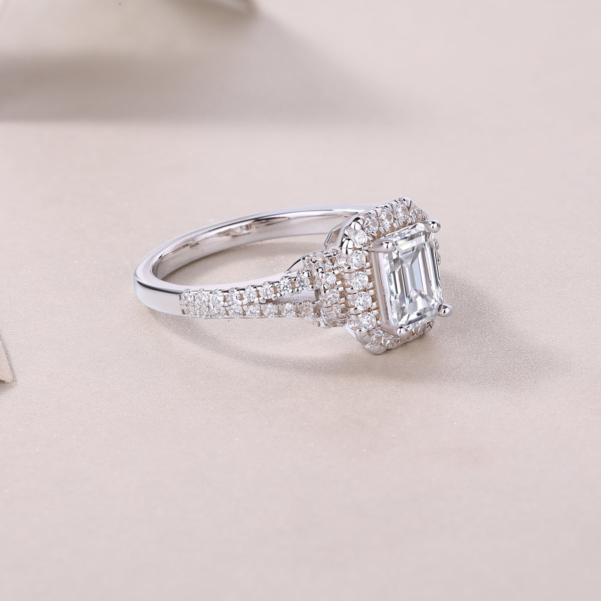 Moissanite Octagonal Ring - S925 Silver Platinum