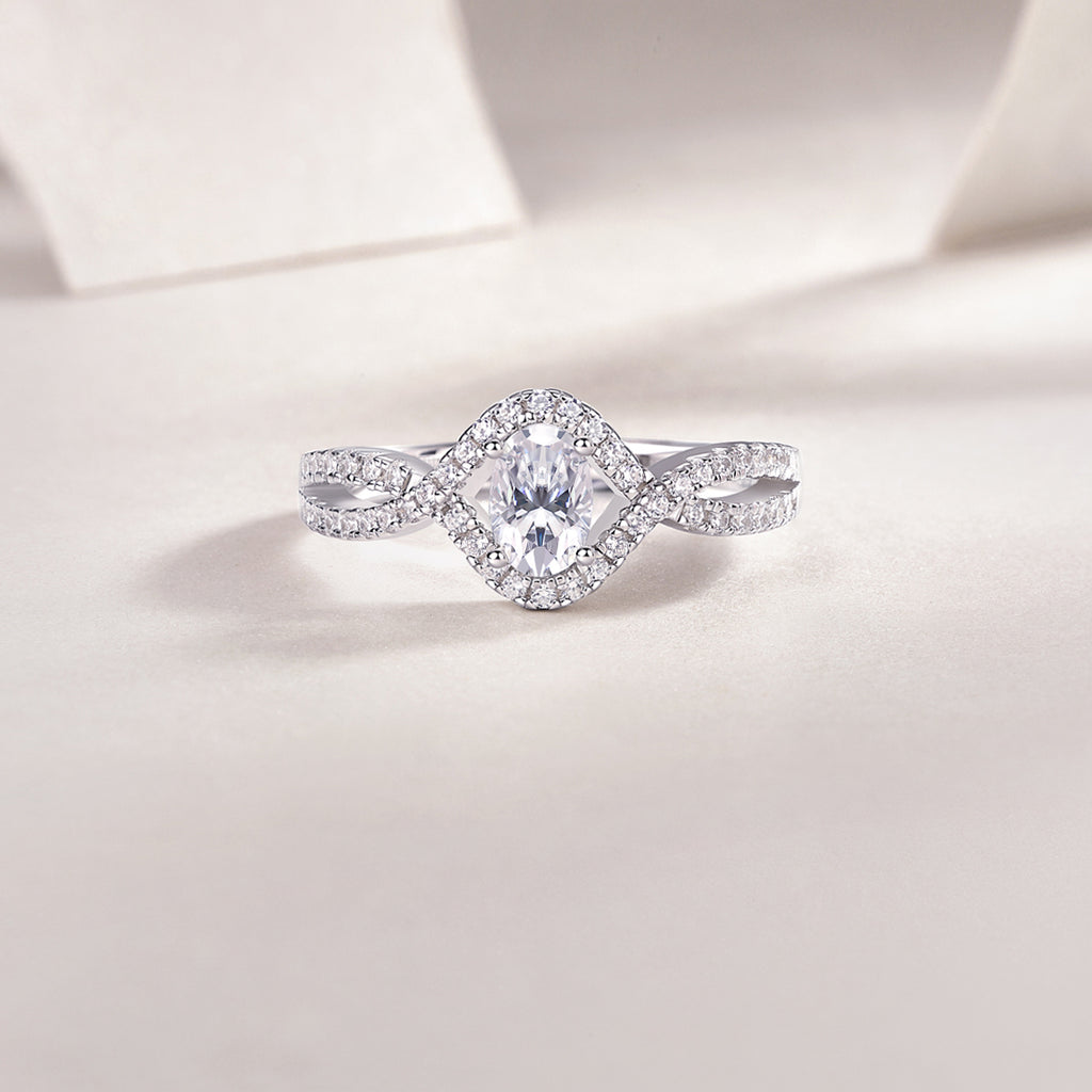 Alice In Wonderland Moissanite Ring - Silver