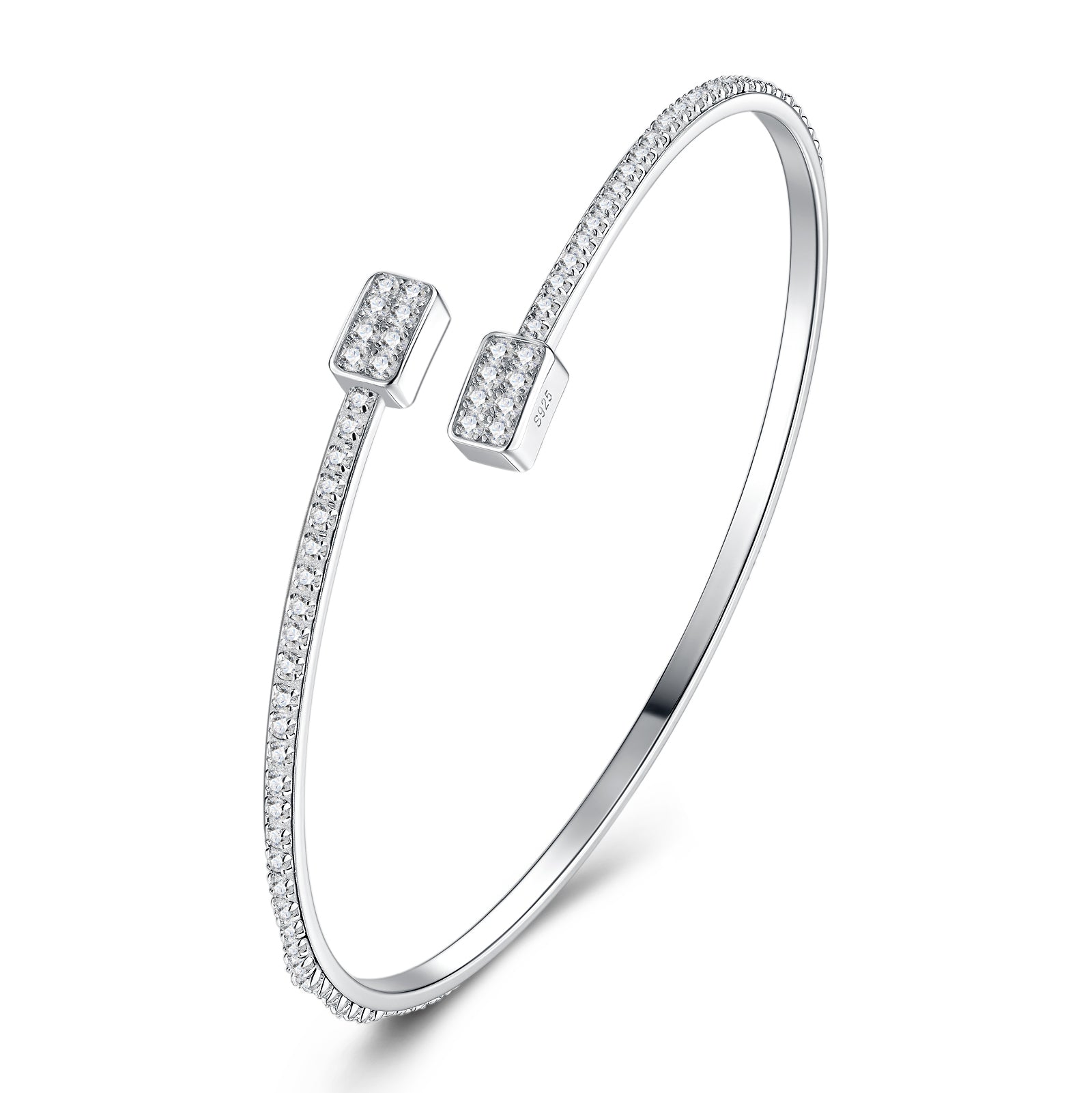 Fluid Curve Cuff Moissanite Silver