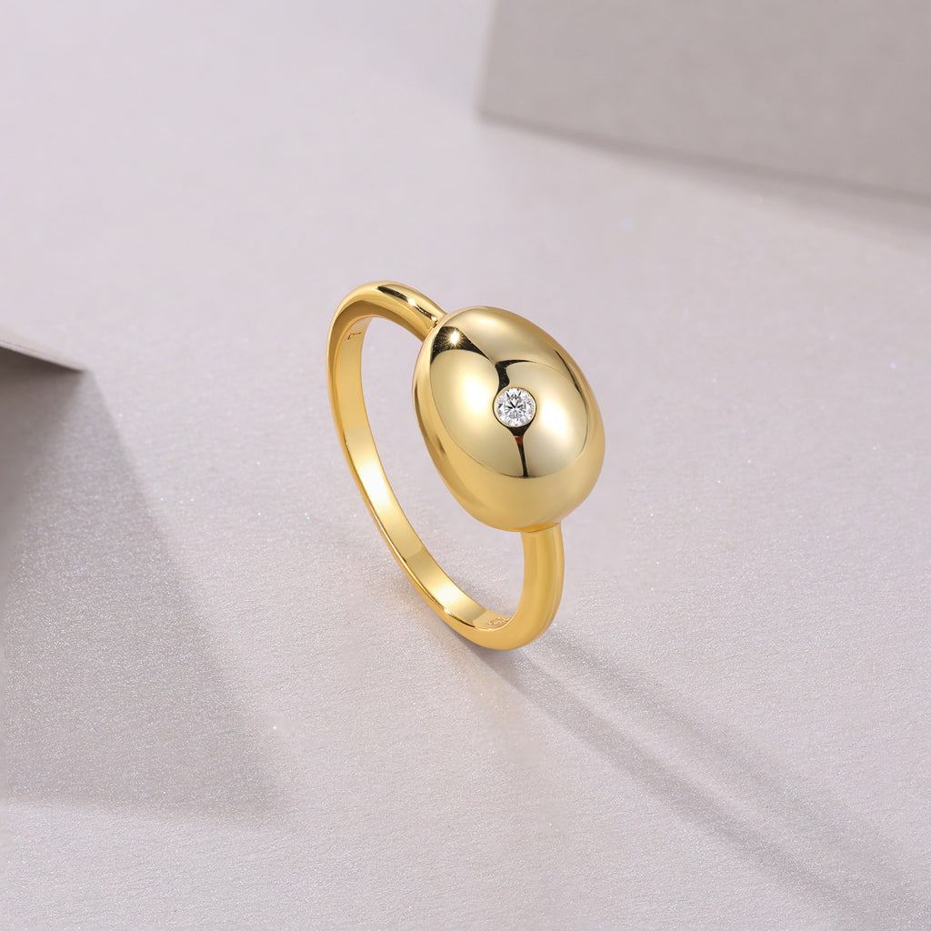 Golden Moissanite Ring - Gold-Plated Silver