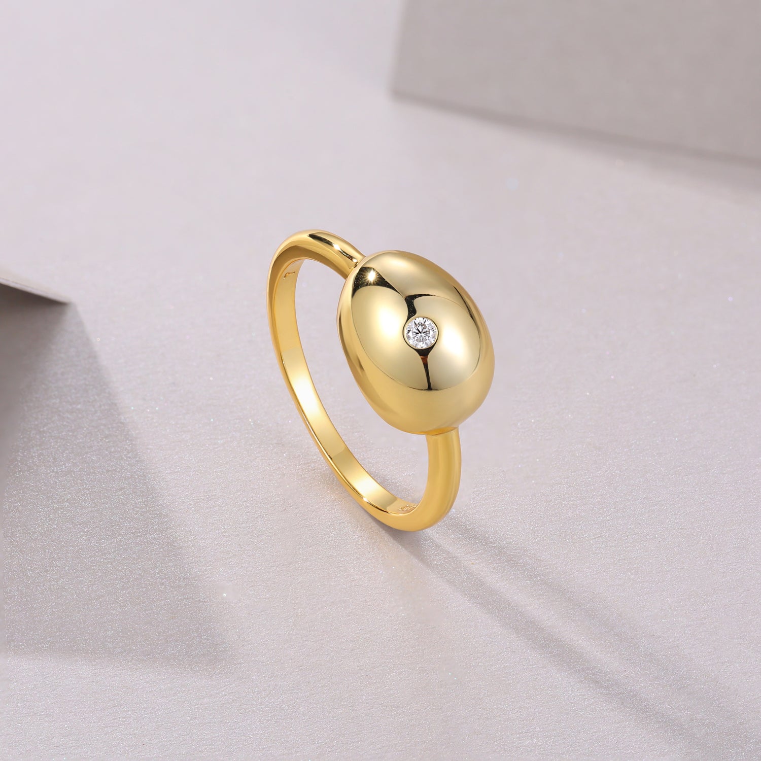 Golden Moissanite Ring - Gold-Plated Silver