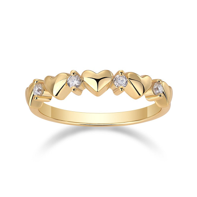 Golden Heart Ring Moissanite Gold-Plated