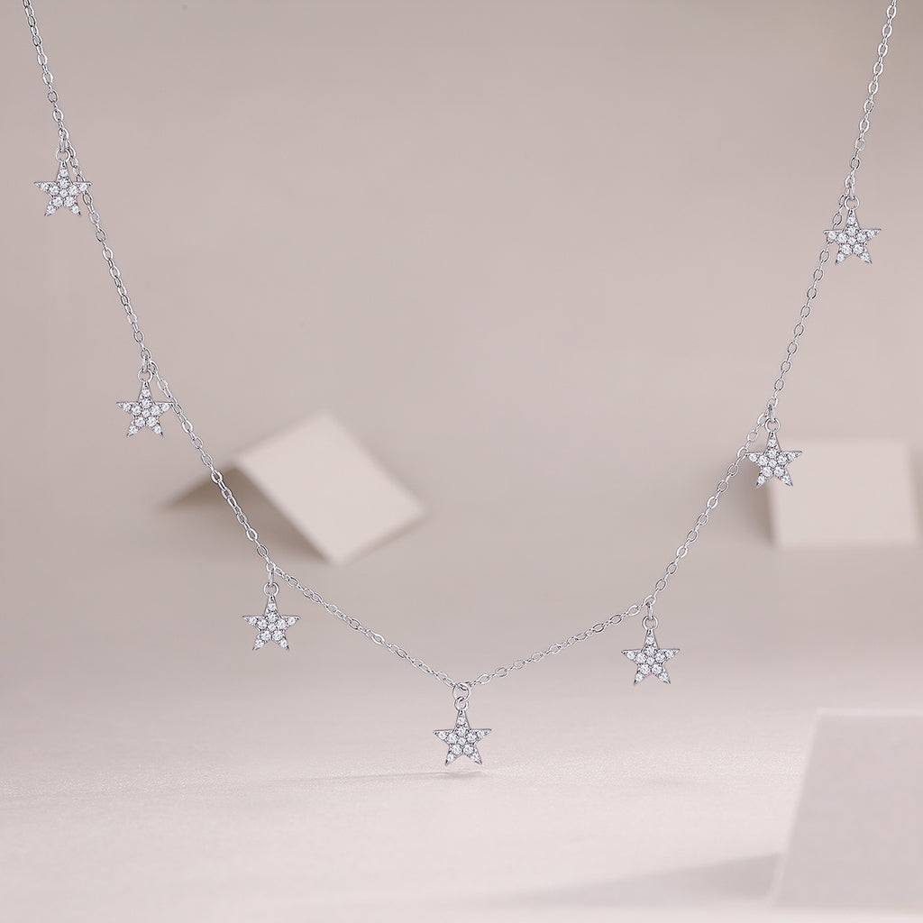 Star Love Necklace Moissanite Silver