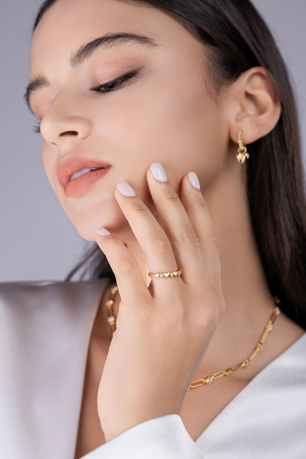 Golden Heart Ring Moissanite Gold-Plated