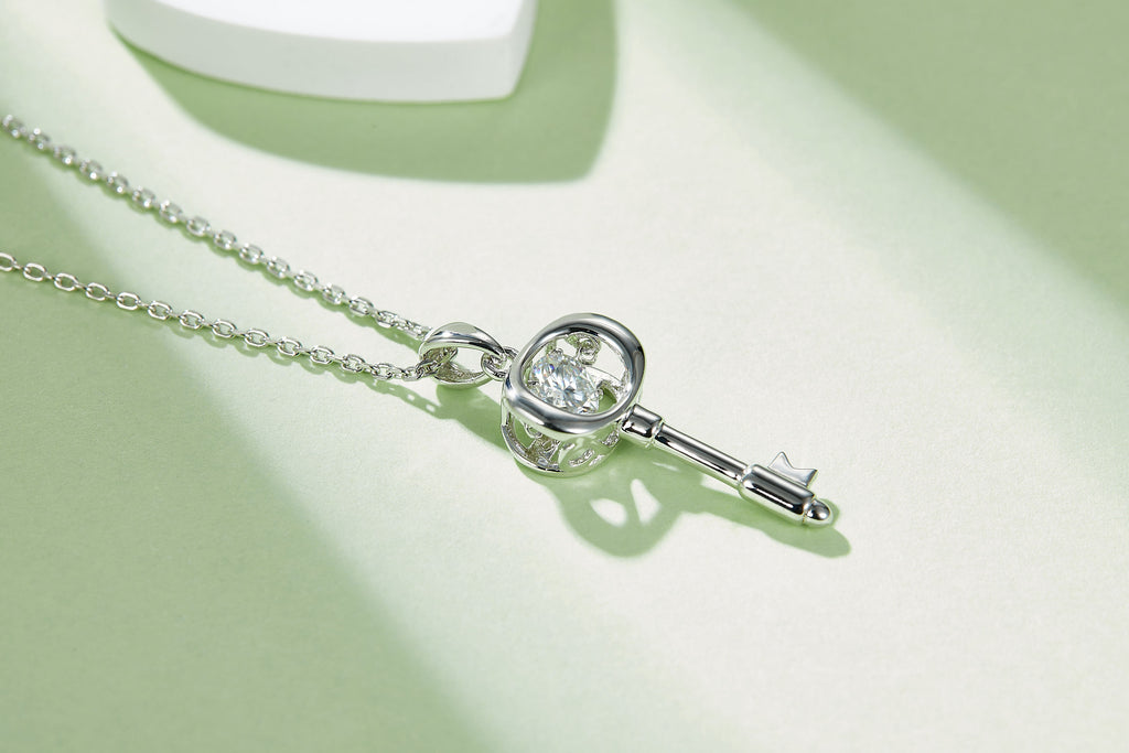 The Key To Knowledge Moissanite Necklace Silver