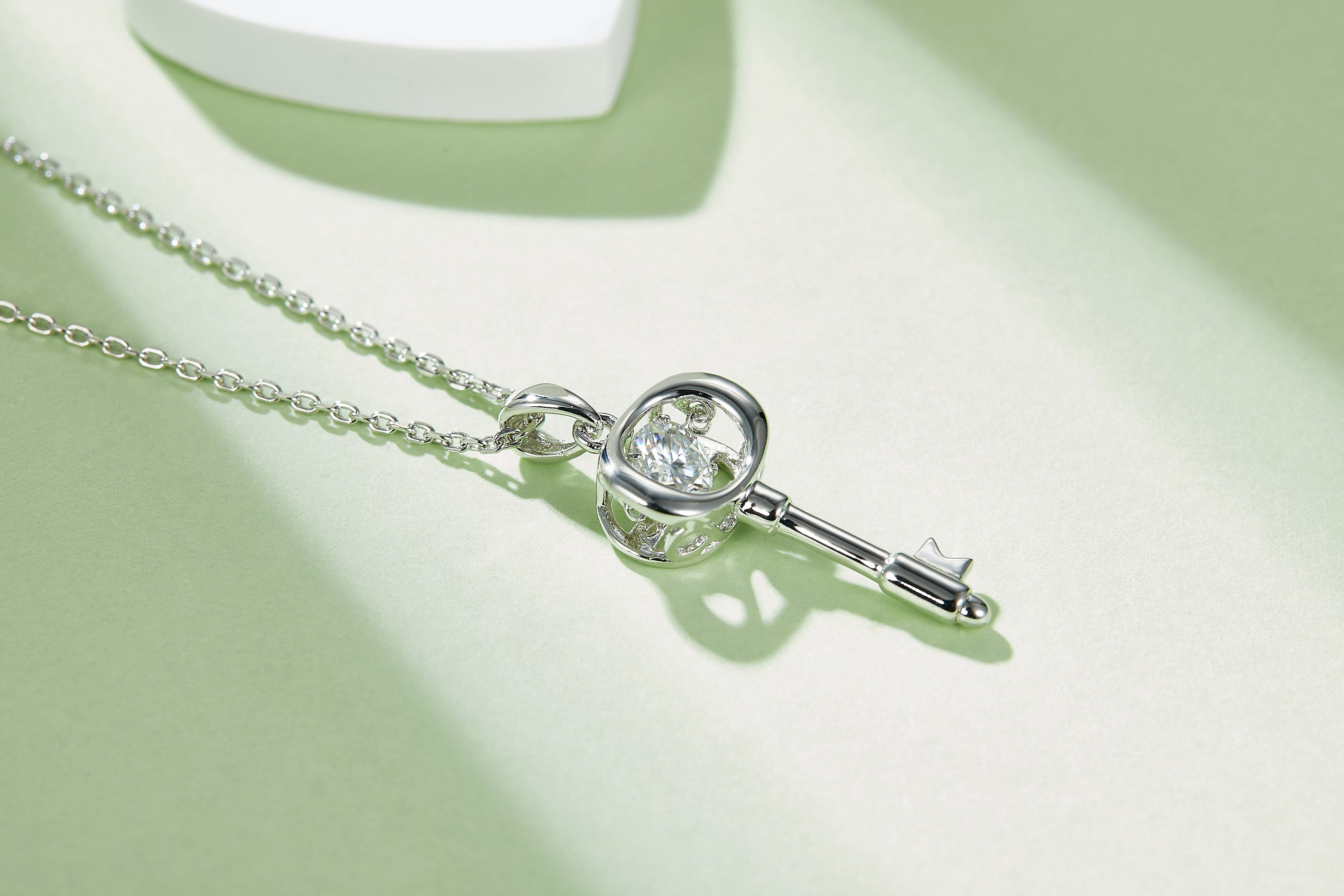 The Key To Knowledge Moissanite Necklace Silver