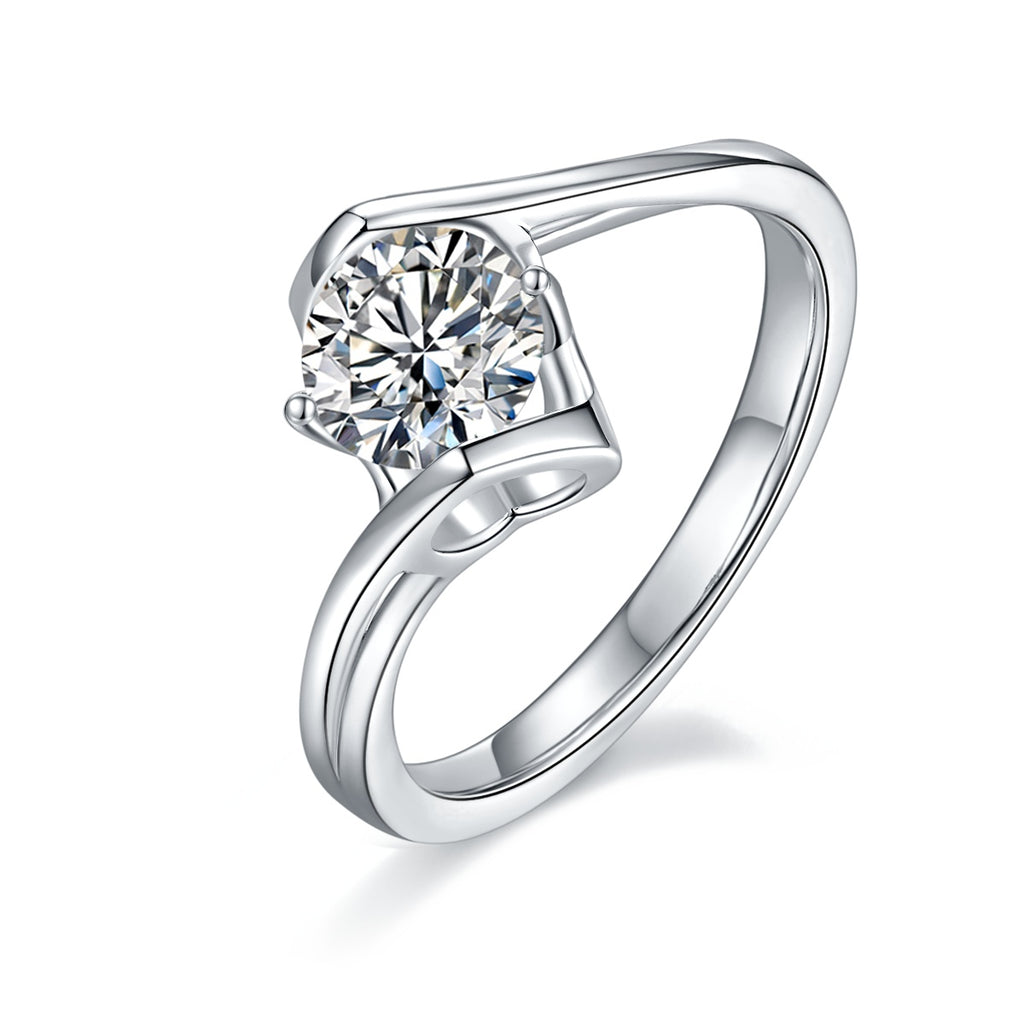 Angel's Heart Ring - Moissanite 1ct Silver