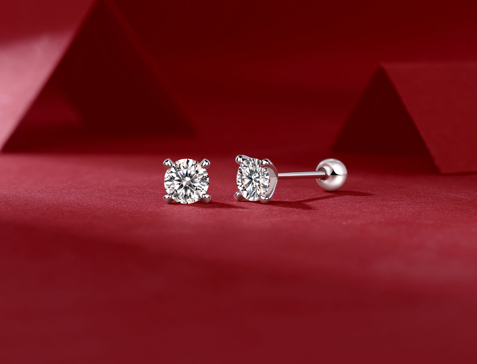 Moon Edge Moissanite Stud Earrings - S925 Silver