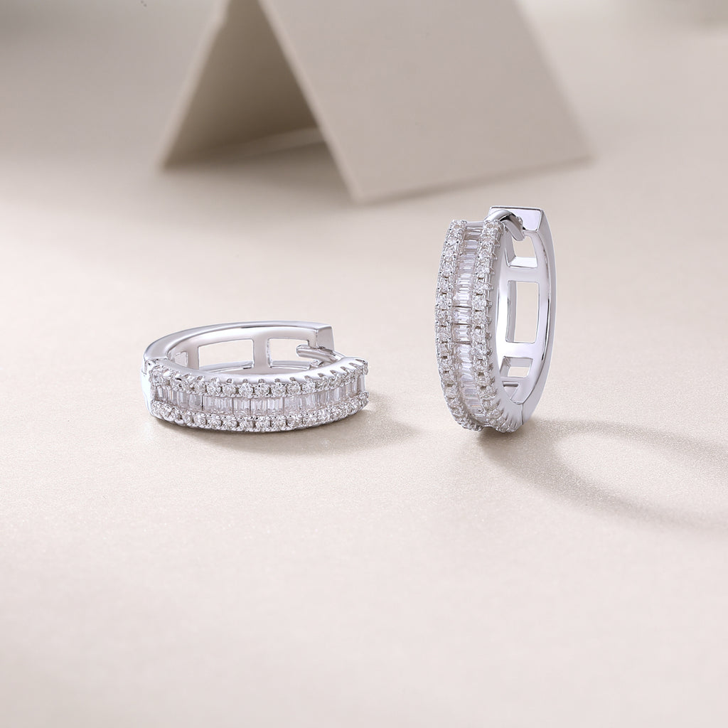 Moissanite Stud Earrings - Silver Plated
