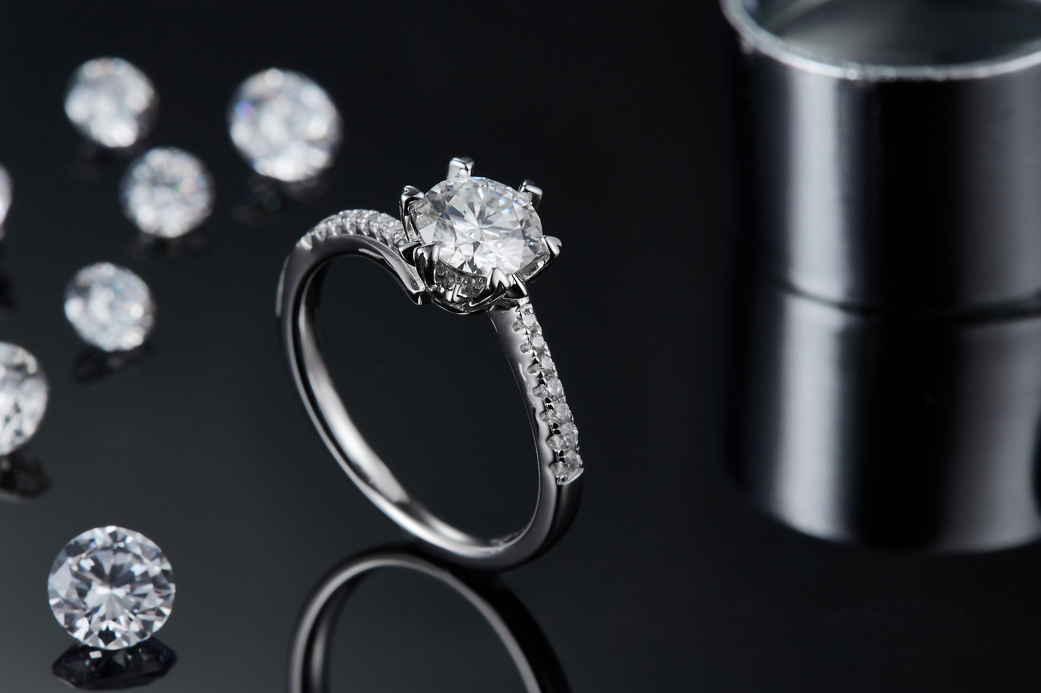 Snowflake Moissanite Ring 1ct Silver