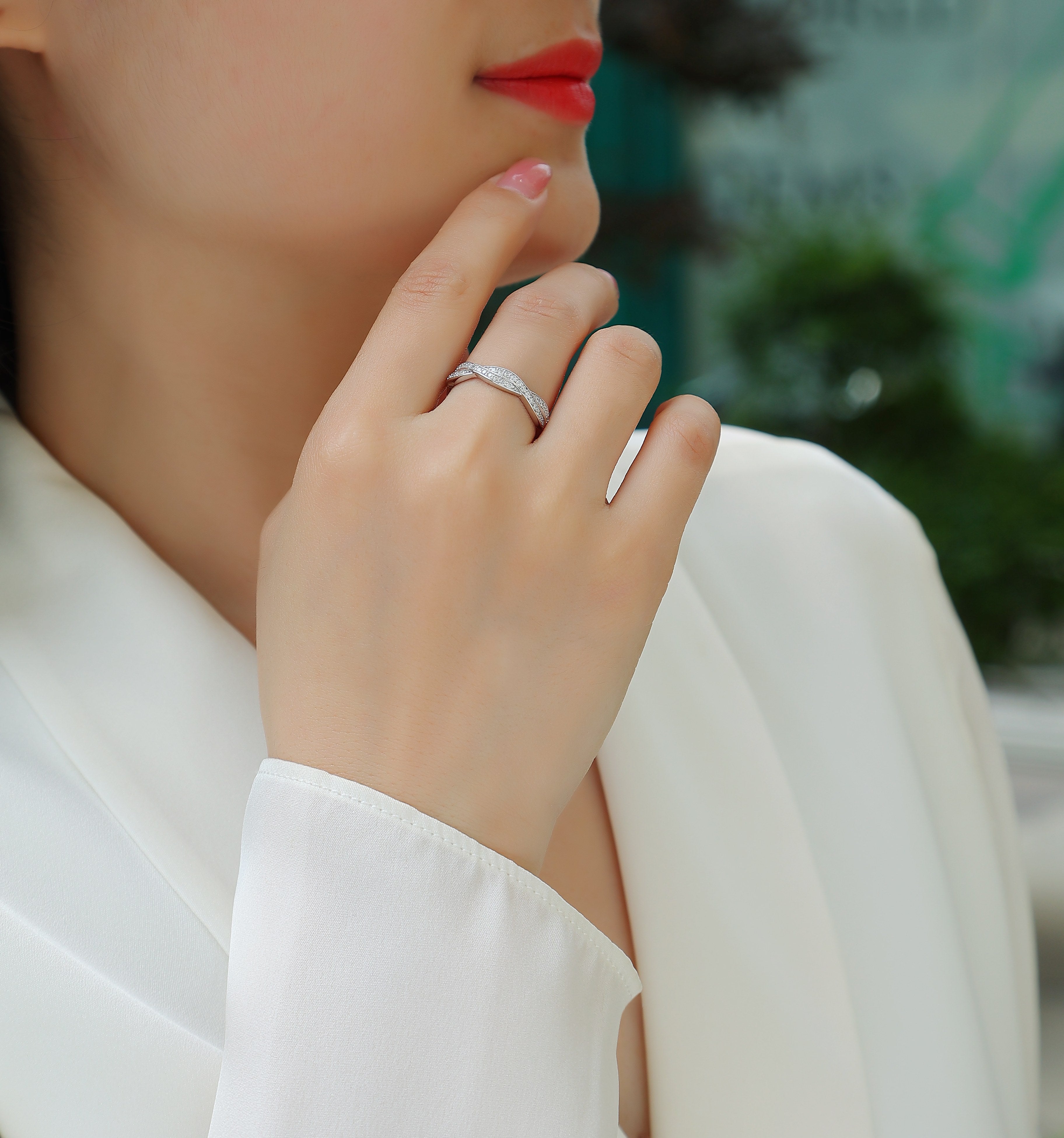 Stellar Braid Ring Moissanite S925 Silver