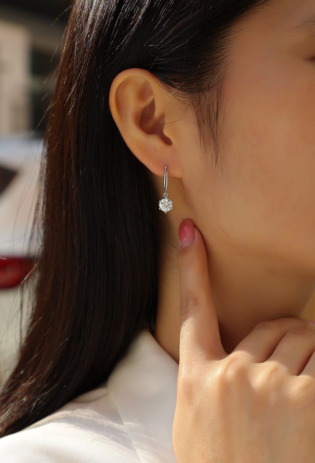 Silver Moissanite Stud Earrings 1 Carat S925
