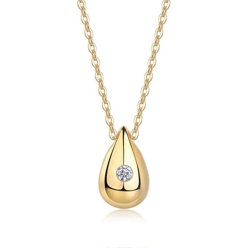 Dreamy Water Drop Moissanite Necklace Gold