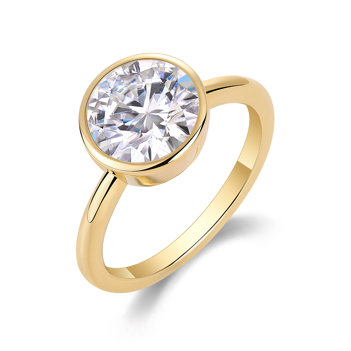 Moissanite Round Ring - Gold-Plated Silver