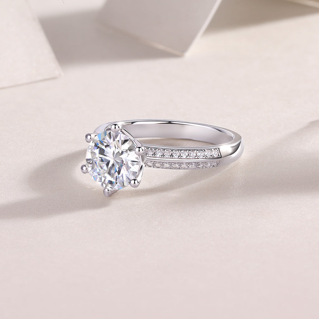 Moissanite Ring 2 Carat Silver Plated