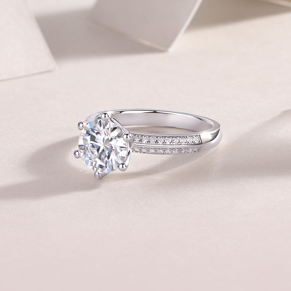 Moissanite Ring 2 Carat Silver Plated