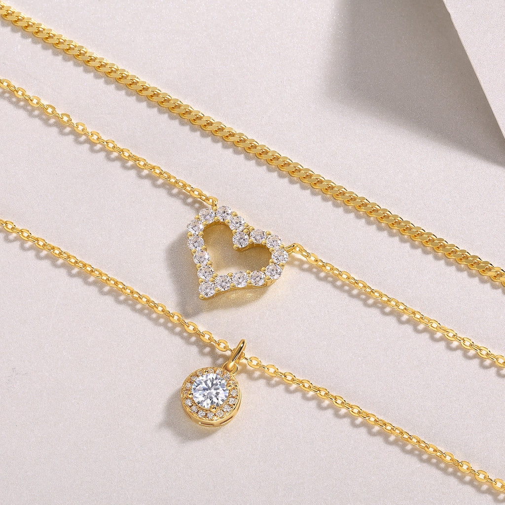 Triple Love Layered Moissanite Necklace