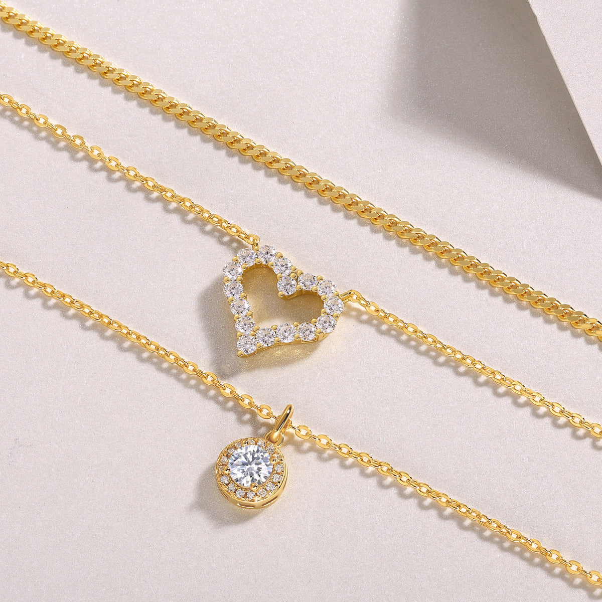 Triple Love Layered Moissanite Necklace