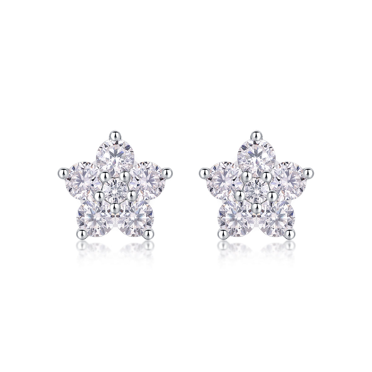 Paris Flower Stud Earrings Moissanite S925 Silver