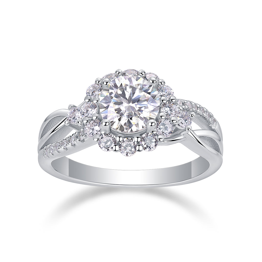 Snow Lotus Moissanite Ring 2 Carat Silver