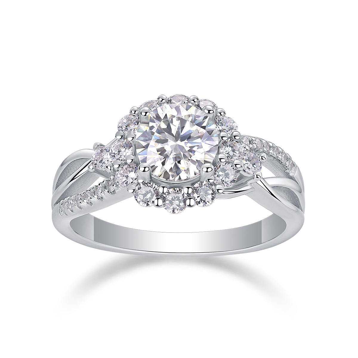 Snow Lotus Moissanite Ring 2 Carat Silver