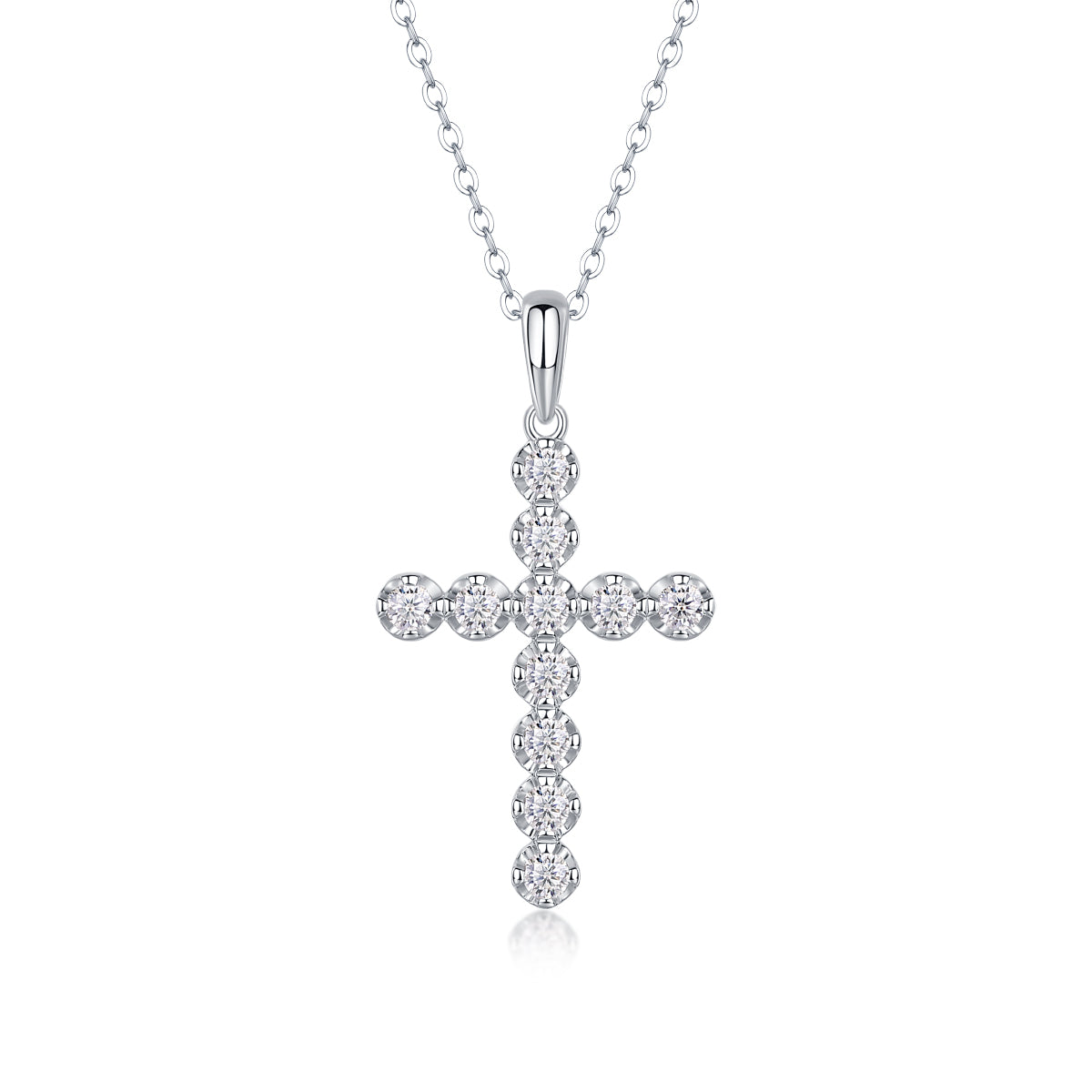 Imperial Cross Necklace Moissanite Silver 40cm