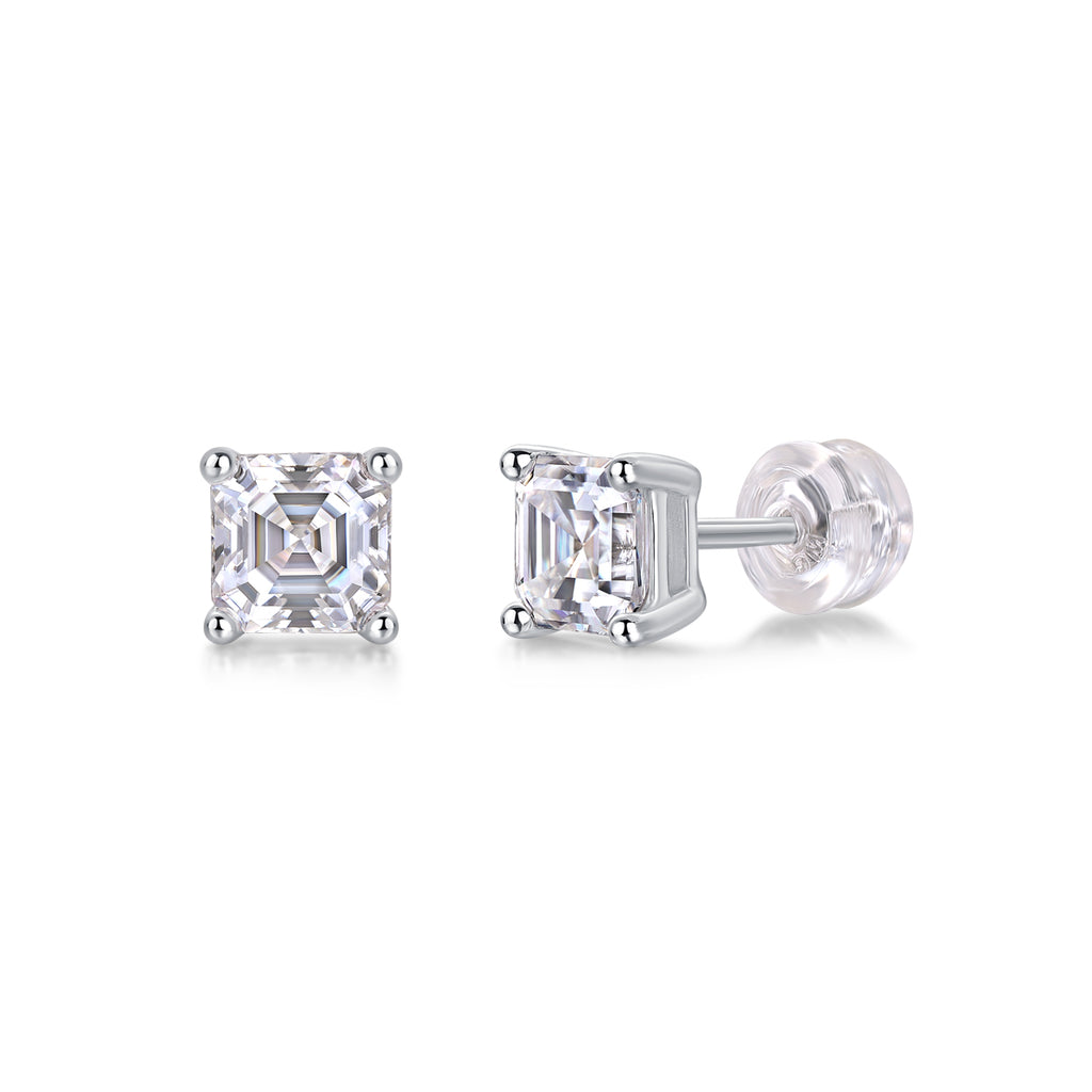 Achernar Moissanite Stud Earrings - Square 5.5mm