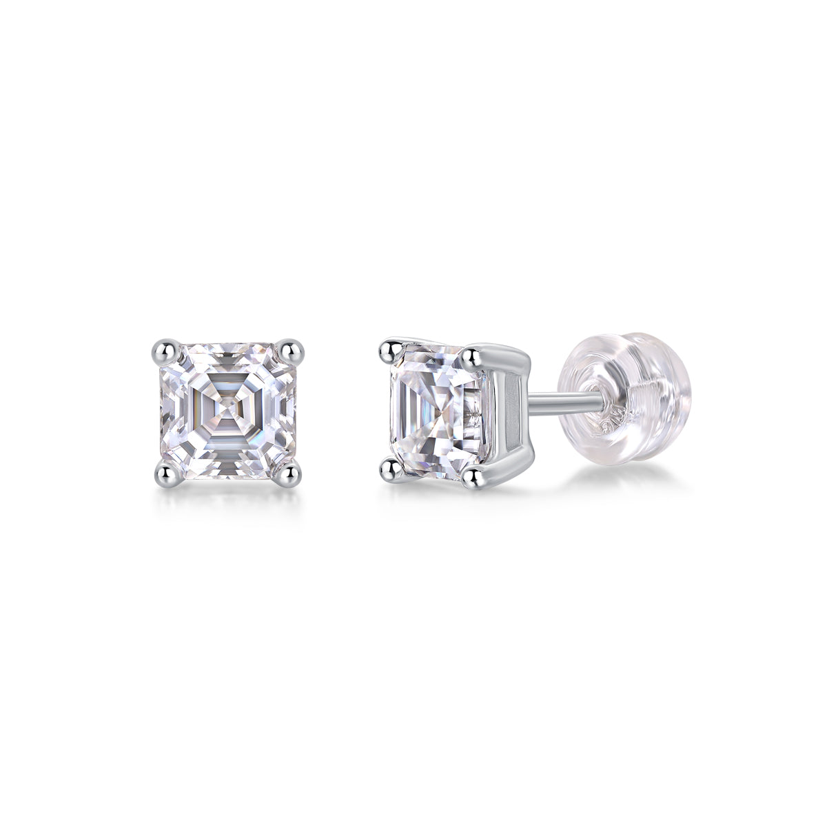 Achernar Moissanite Stud Earrings - Square 5.5mm