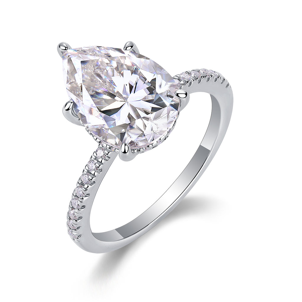 Andromeda Ring Moissanite Pear 9x13 S925 Silver