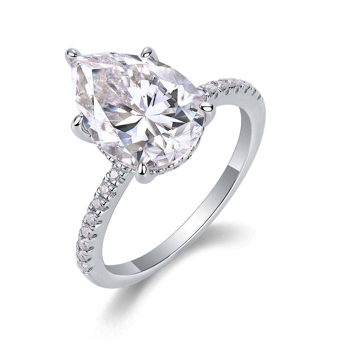 Andromeda Ring Moissanite Pear 9x13 S925 Silver