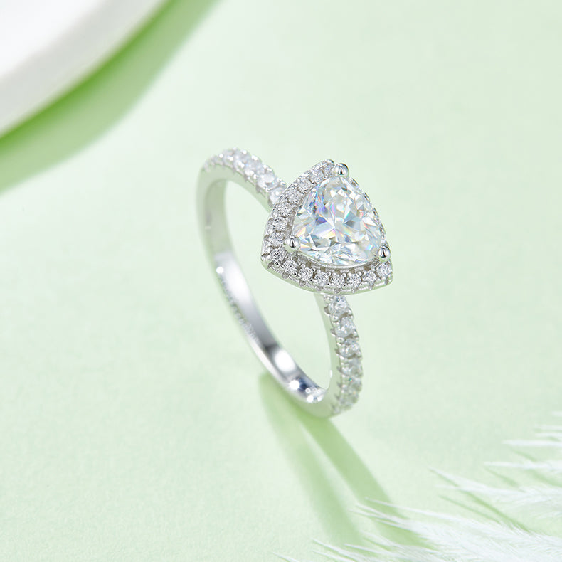 Solstice Peak Ring Moissanite Triangular S925 Silver