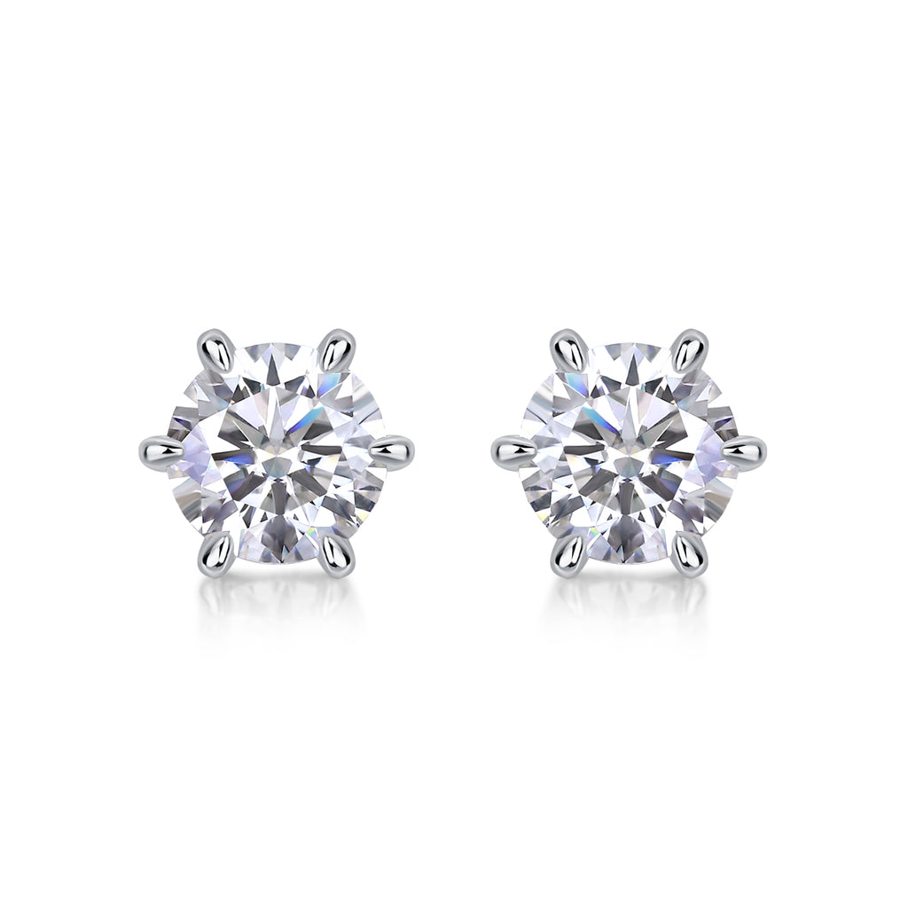 Moissanite Stud Earrings 1ct S925 Silver Platinum