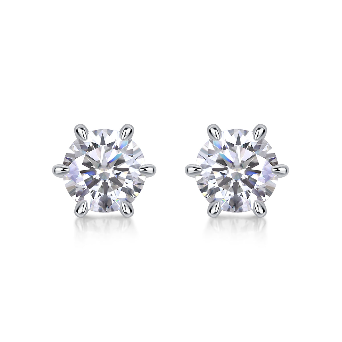 Moissanite Stud Earrings 1ct S925 Silver Platinum