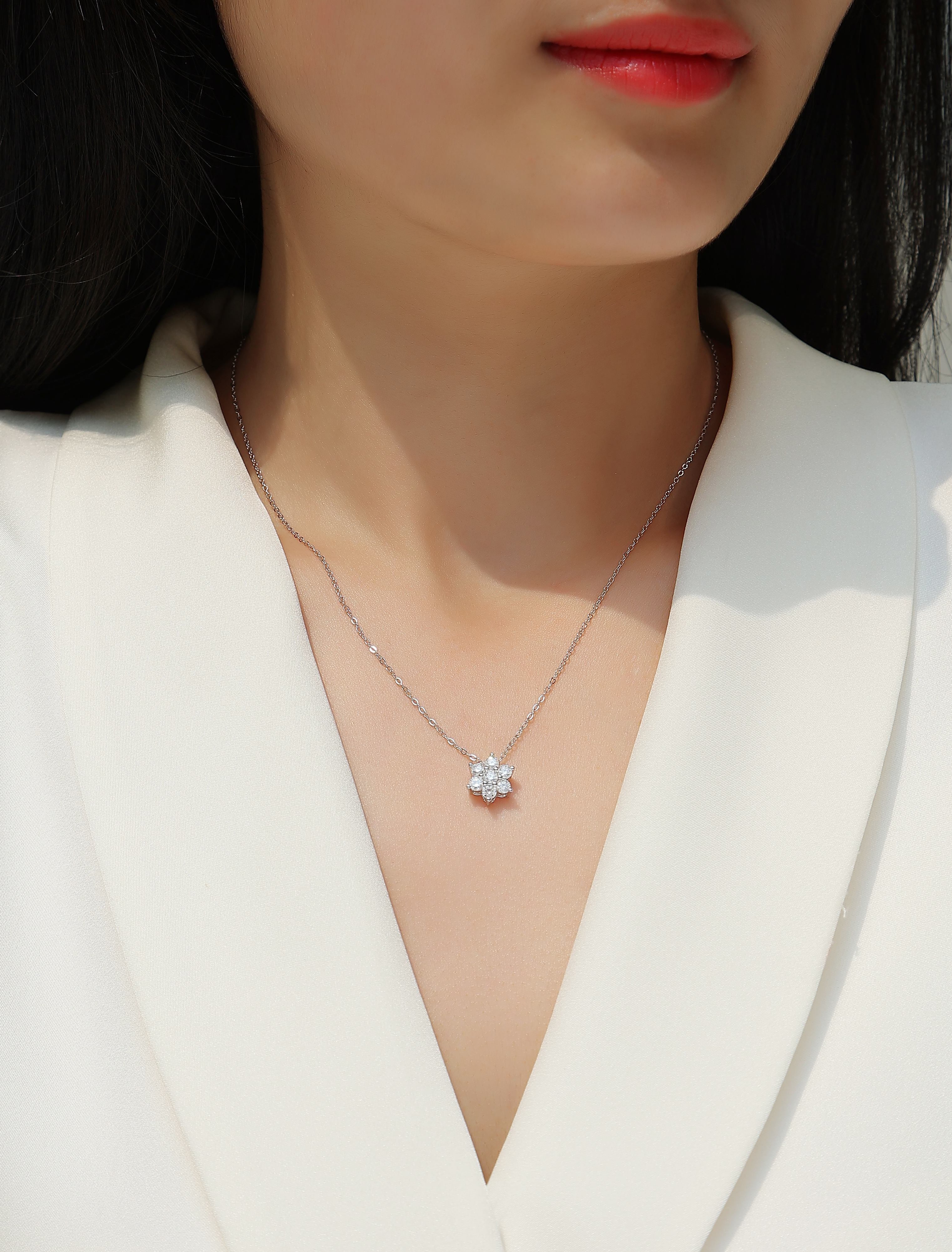 Winter Sparkle Moissanite Necklace - S925 Silver 40cm
