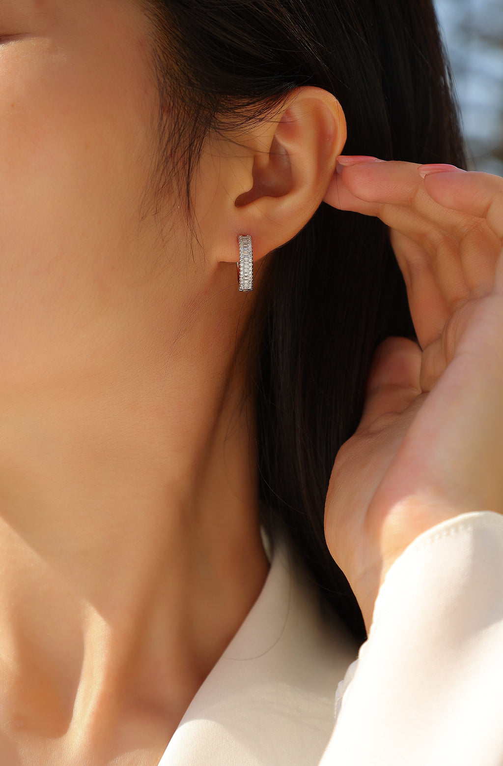 Moissanite Stud Earrings - Silver Plated