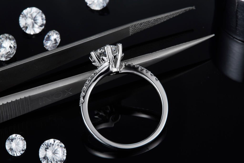 Snowflake Moissanite Ring 1ct Silver