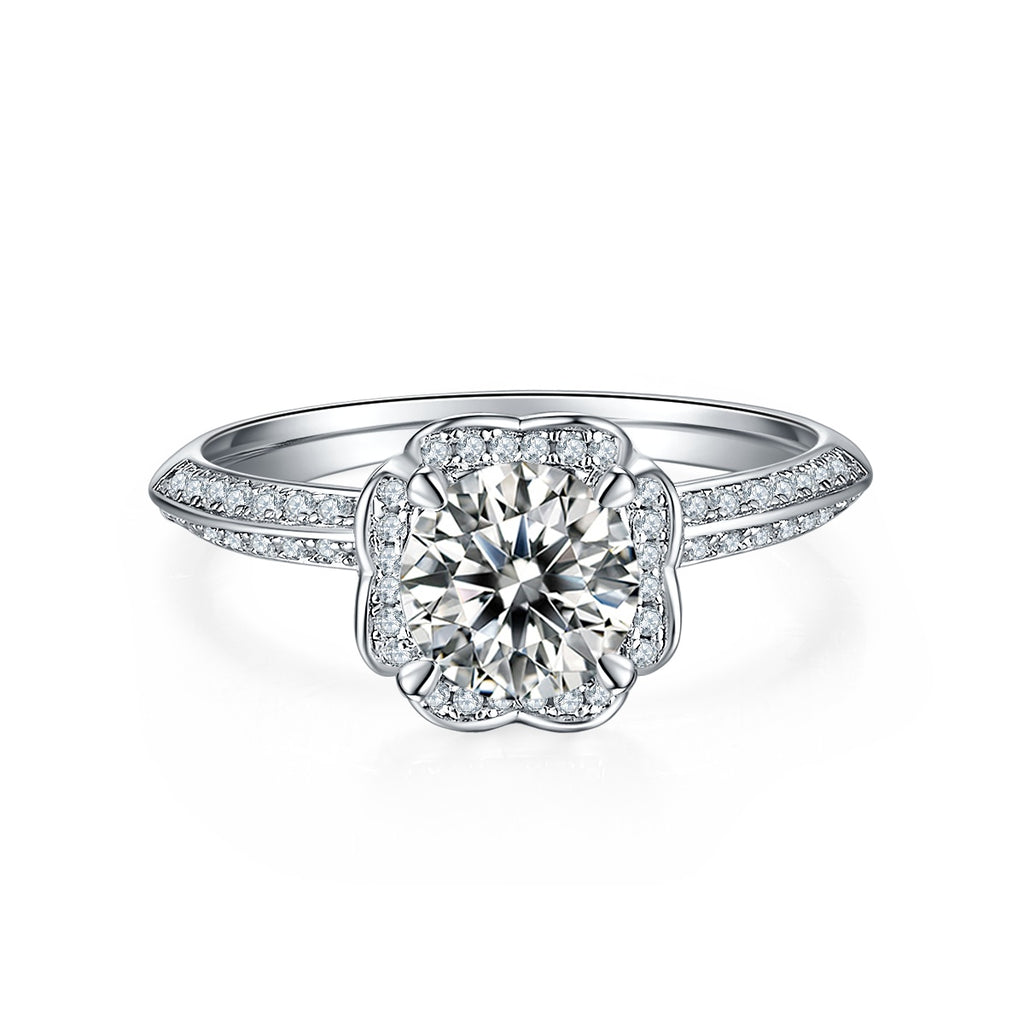 Shadow Notes Ring - Moissanite 1 Carat Silver
