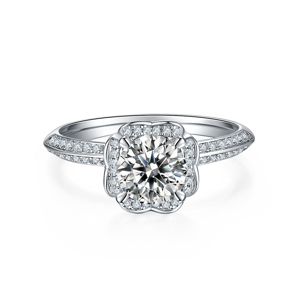 Shadow Notes Ring - Moissanite 1 Carat Silver
