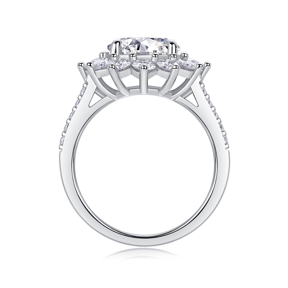 Moissanite Sunflower Ring 3 Carat Silver
