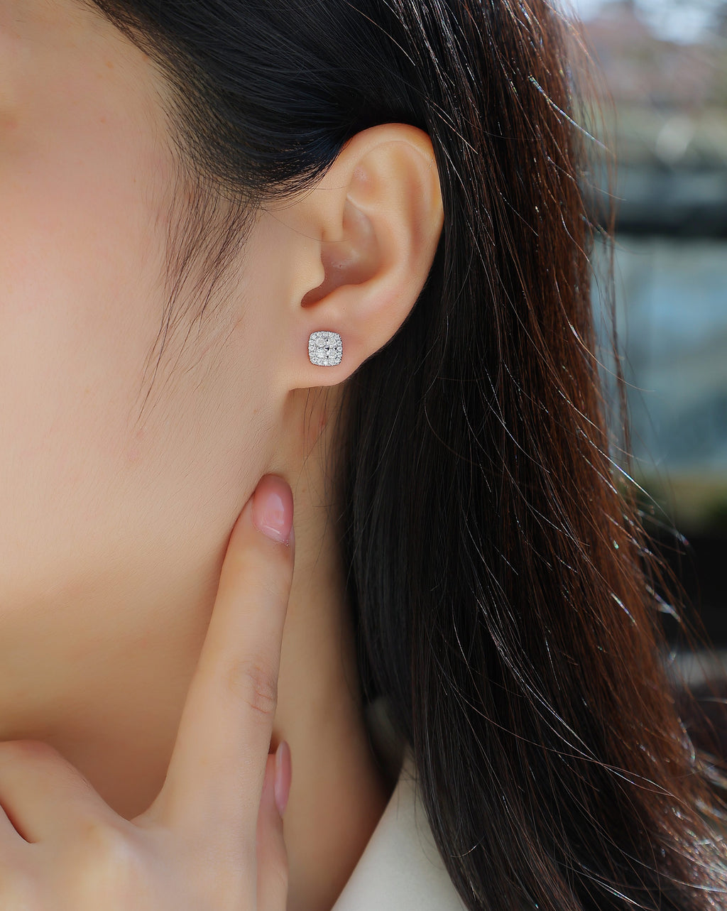 Fog Sea Moissanite Stud Earrings S925 Silver