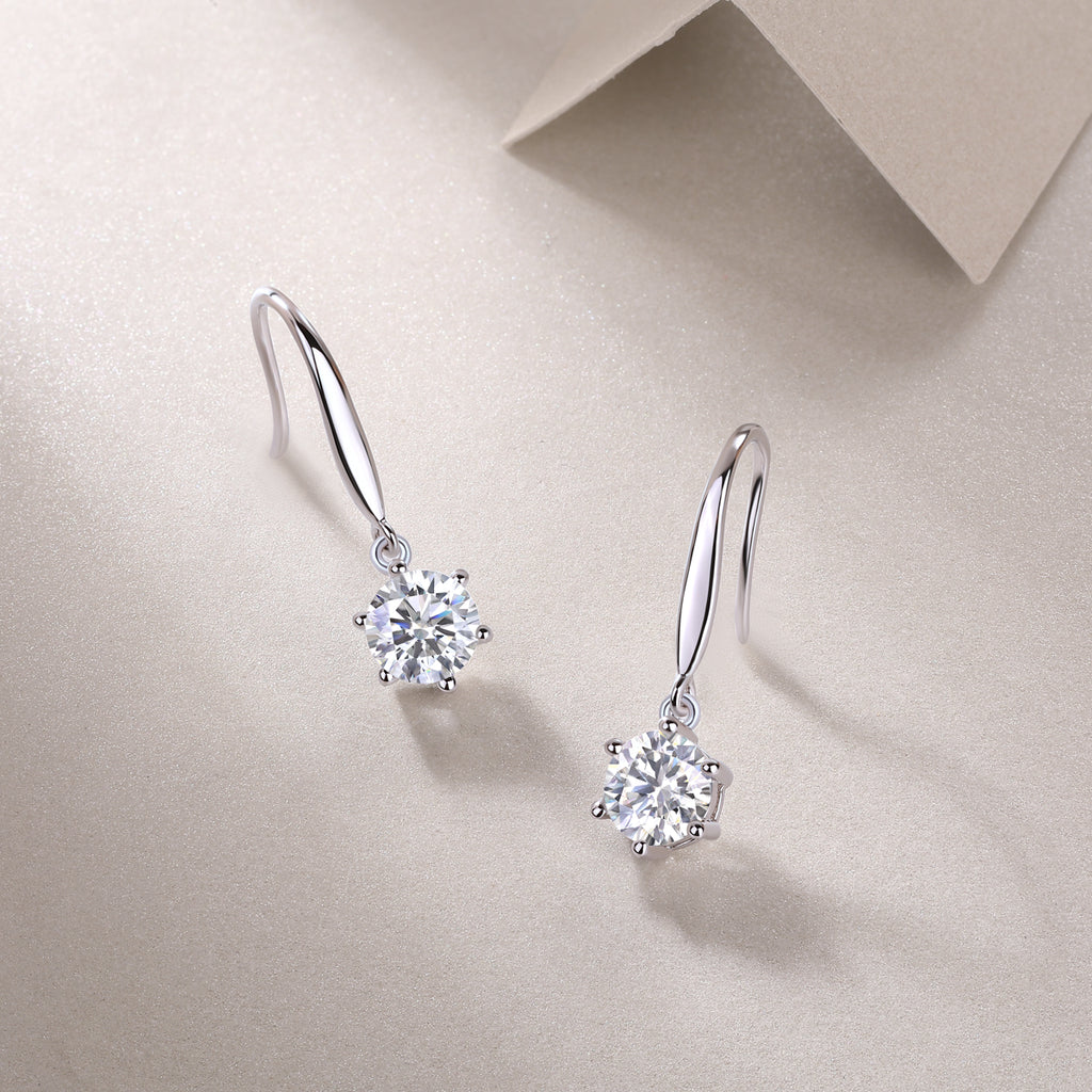 Silver Moissanite Stud Earrings 1 Carat S925