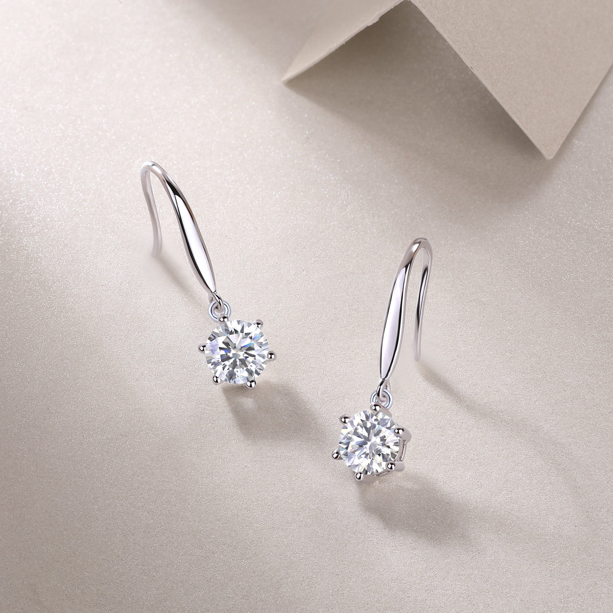 Silver Moissanite Stud Earrings 1 Carat S925