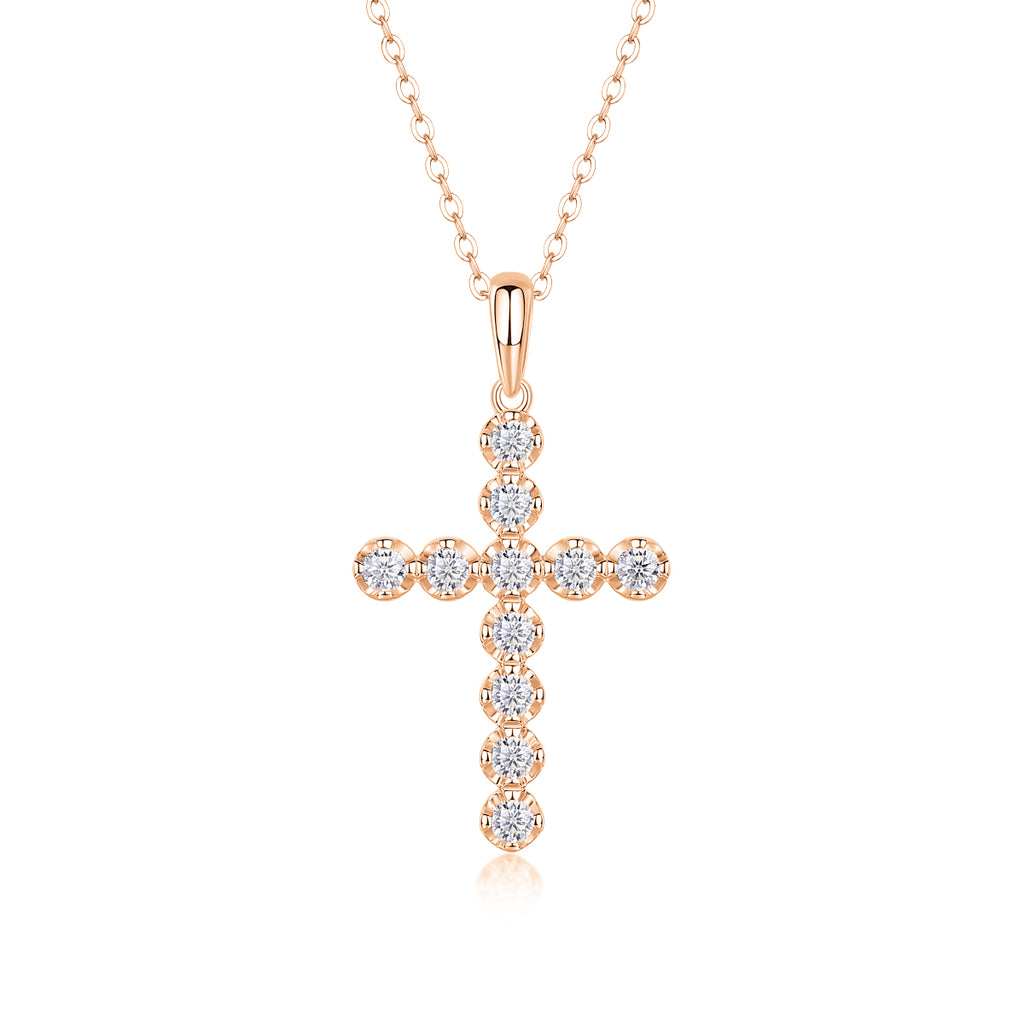 Imperial Cross Necklace Moissanite Silver 40cm