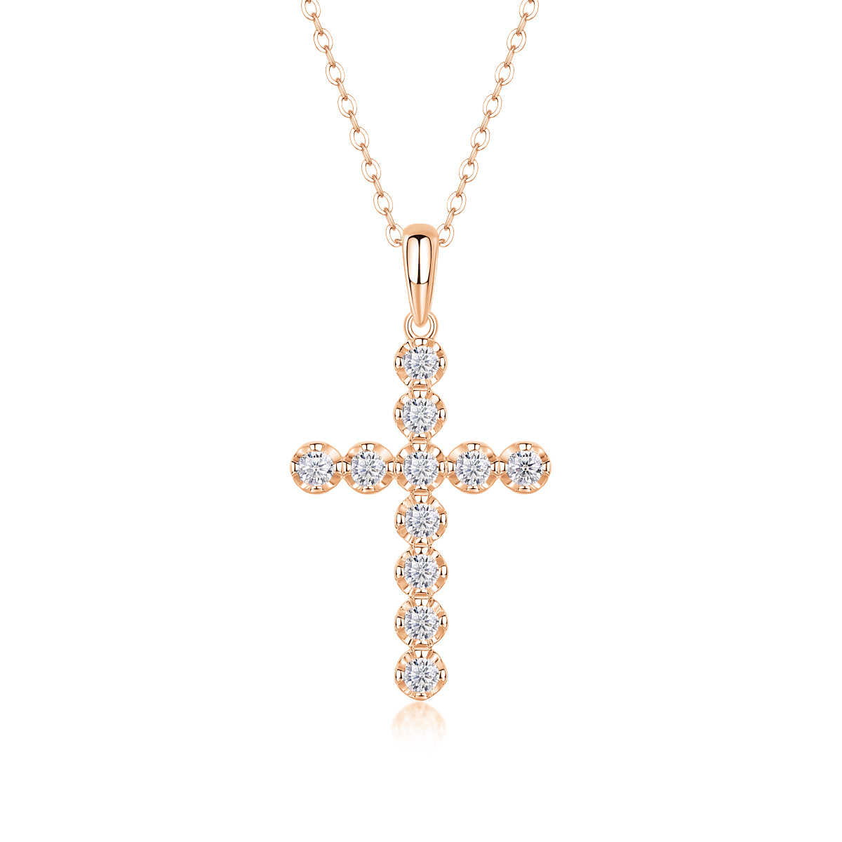Imperial Cross Necklace Moissanite Silver 40cm
