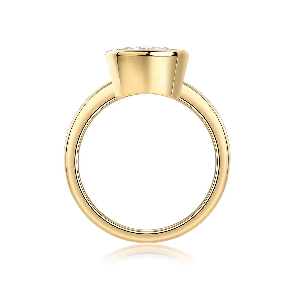 Moissanite Round Ring - Gold-Plated Silver