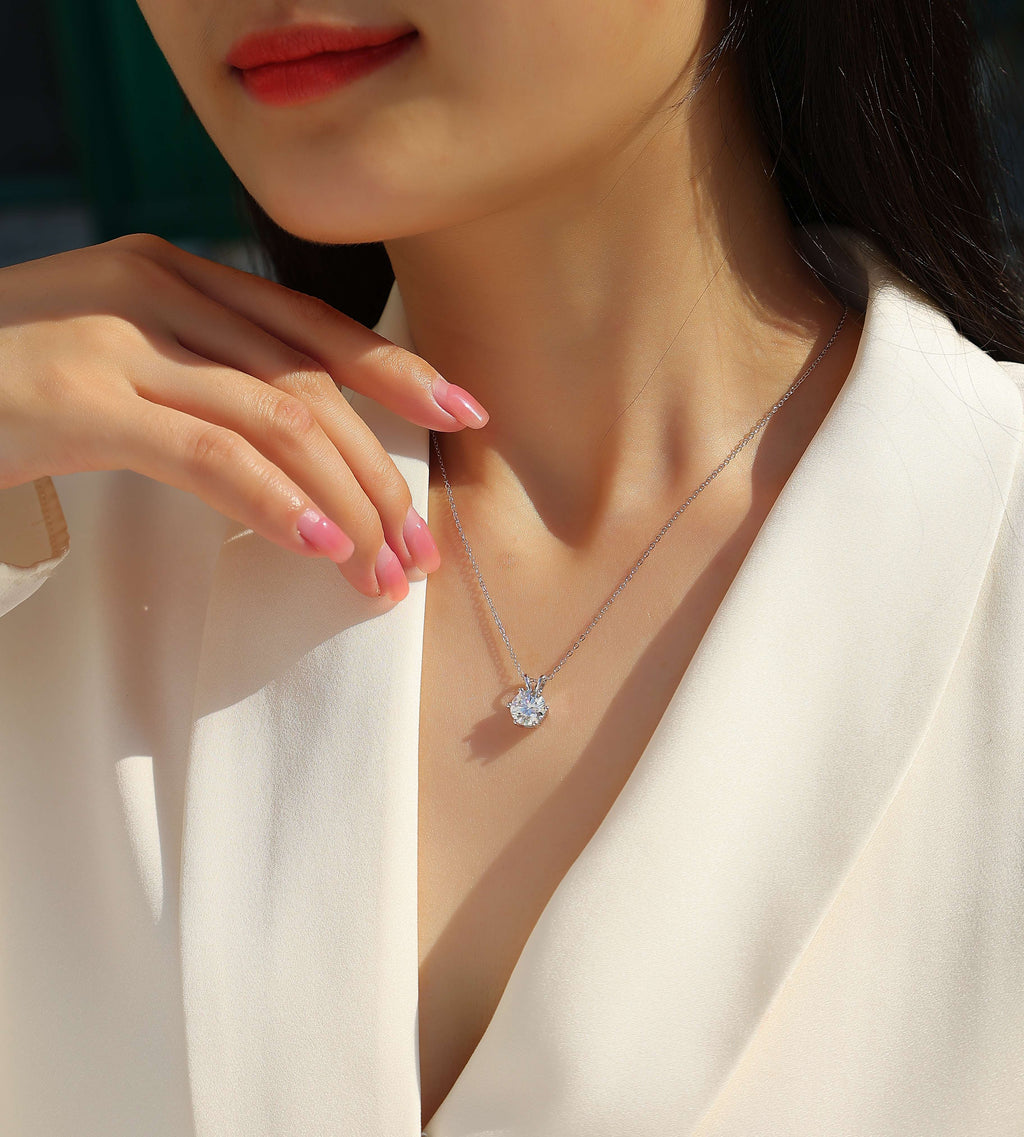 Capella Moissanite Necklace - 2ct Silver Platinum