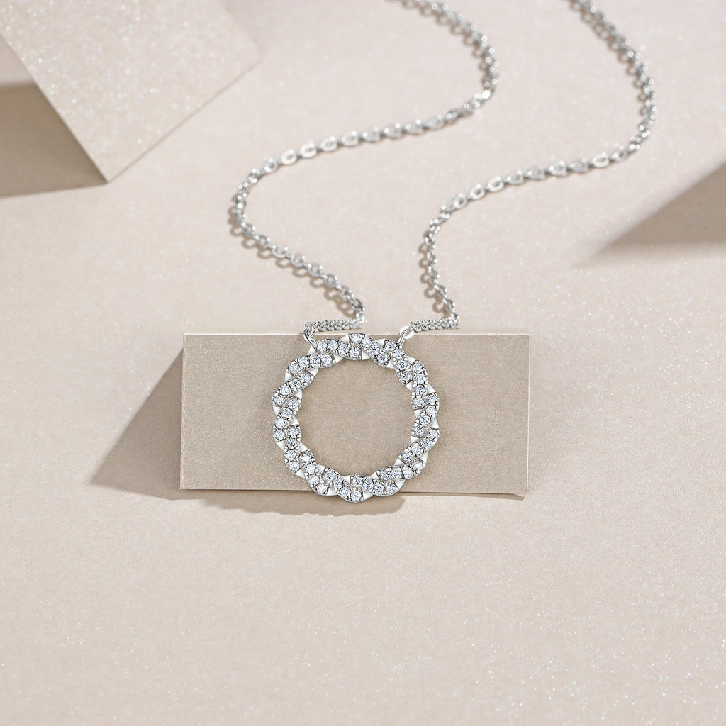 Crystal Halo Moissanite Necklace - S925 Silver
