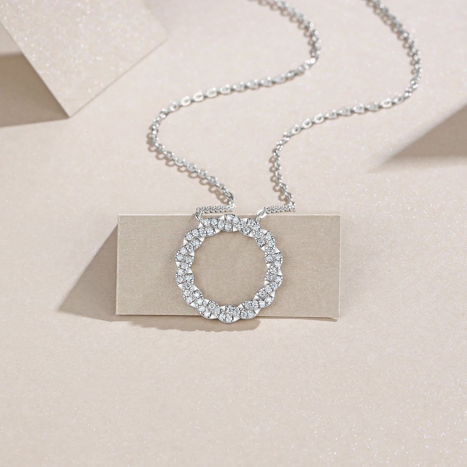Crystal Halo Moissanite Necklace - S925 Silver